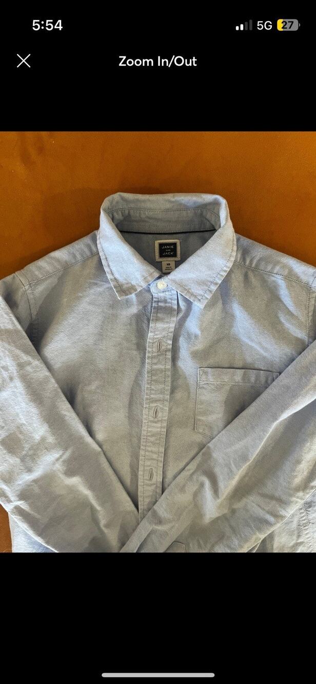 NWT Janie and Jack Cotton Button Down Dress/Casual Shirt Long Sleeve 10
